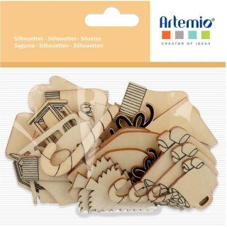 Silhouettes en bois Christmas Time 28 pcs - Artemio - Rougier et Plé