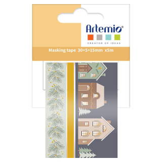 Masking Tape 5 + 15 + 30 mm x 5 m Home for Christmas - Artemio - Rougier et Plé