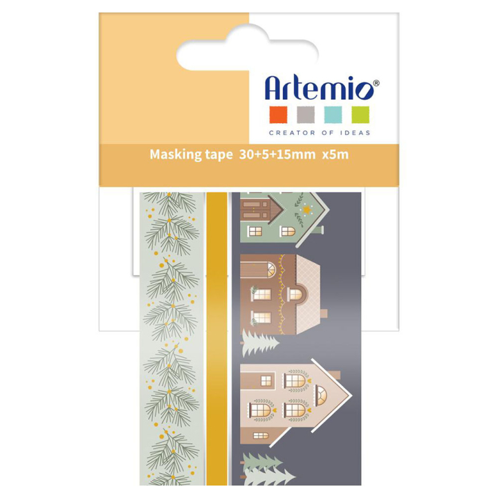 Masking Tape 5 + 15 + 30 mm x 5 m Home for Christmas - Artemio - Rougier et Plé
