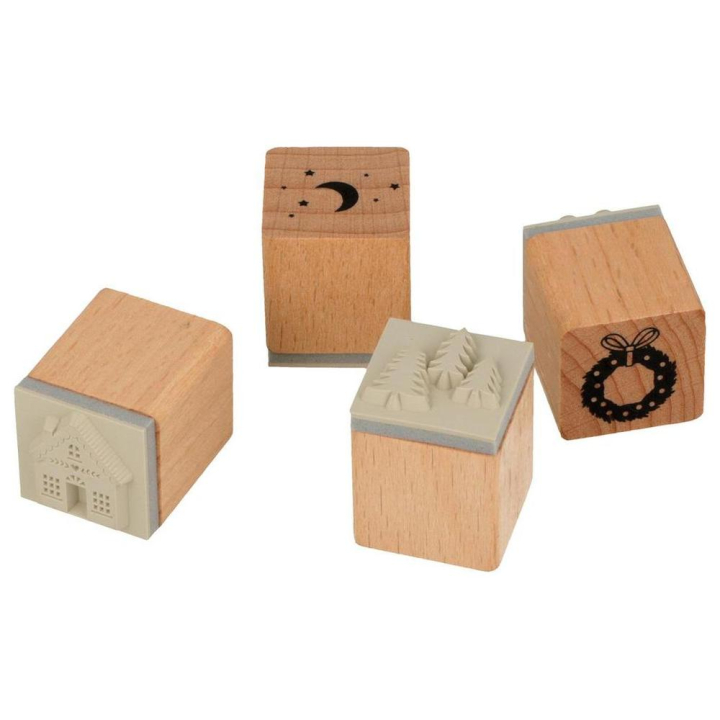 Tampons en bois 4 pcs Home for Christmas - Artemio - Rougier et Plé