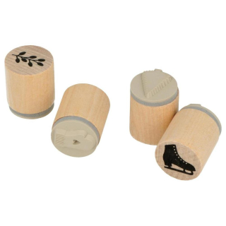 Tampons en bois 4 pcs ø 200 mm Christmas Time - Artemio - Rougier et Plé