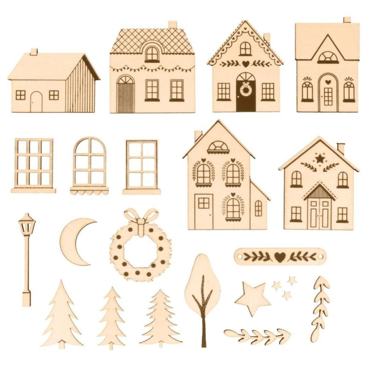 Silhouettes en bois Maison 20 pcs - Artemio - Rougier et Plé