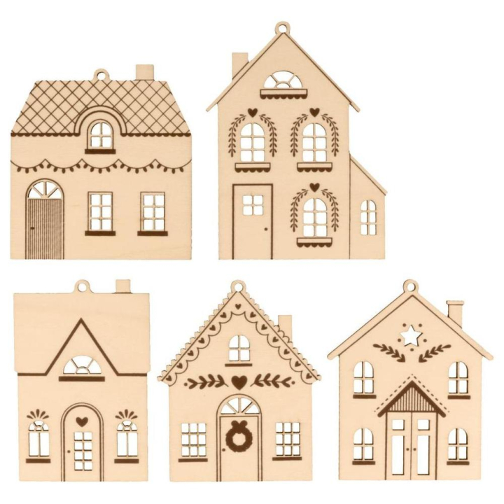 Silhouettes en bois Maison 5 pcs - Artemio - Rougier et Plé