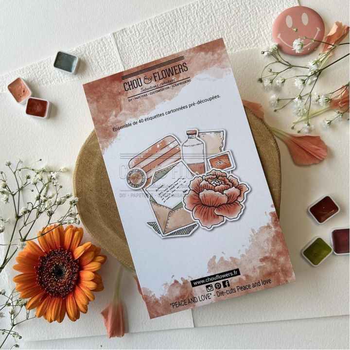 Découpes en papier Die cuts Peace and Love - Chou & Flowers - Rougier et Plé
