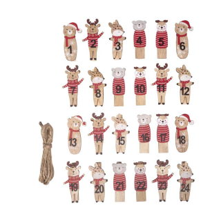 Chiffres sur pince pour Calendrier de l'Avent 5 cm Animaux d'hiver - Rayher - Rougier et Plé