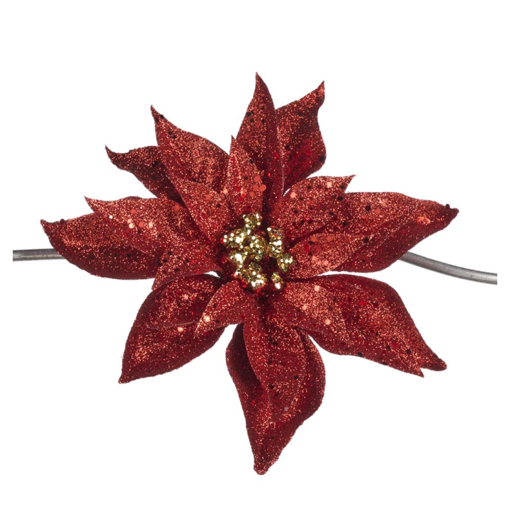Pince décorative 20,5 cm Poinsettia pailletée - Goodwill - Rougier et Plé