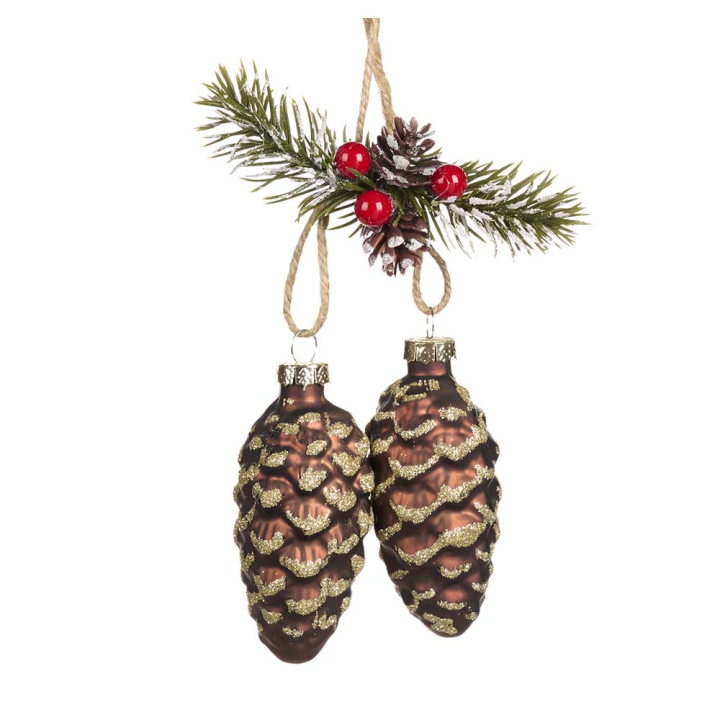 Décoration de Noël 15 cm Houx et pommes de pin - Goodwill - Rougier et Plé
