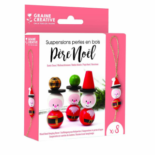 Kit créatif 8 Perles en suspension Père Noël - Graine Créative - Rougier et Plé