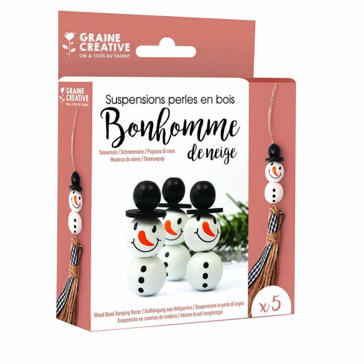Kit créatif 5 Perles en suspension Bonhomme de neige - Graine Créative - Rougier et Plé
