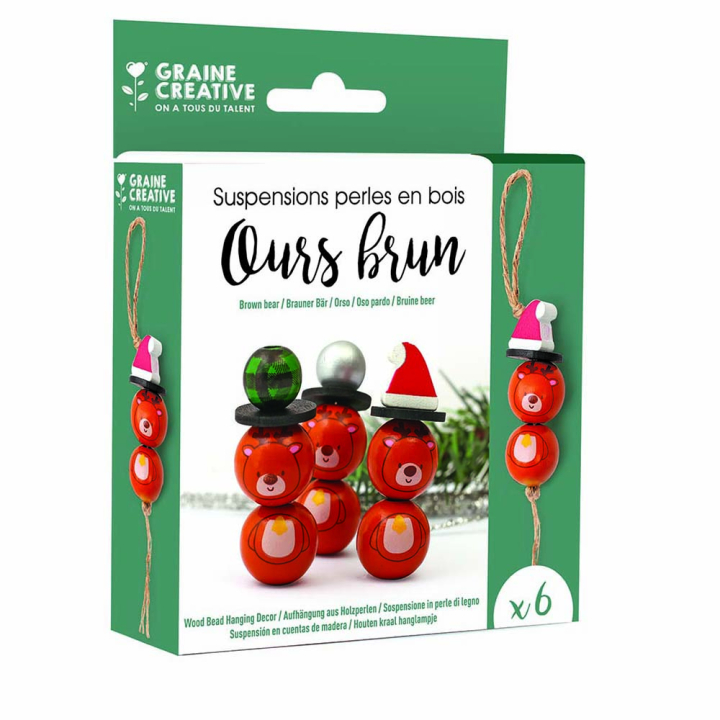 Kit créatif 6 Perles en suspension Ours brun - Graine Créative - Rougier et Plé