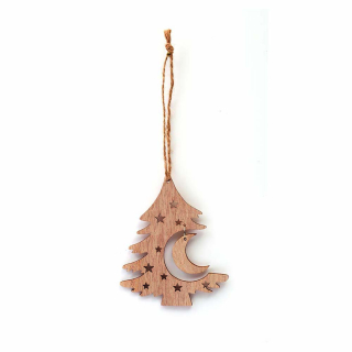 Décoration à suspendre en bois Sapin de Noël et Lune 10 x 8 cm - Graine Créative - Rougier et Plé