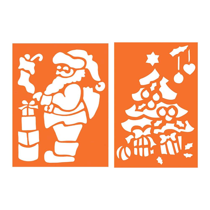 Pochoirs 33 x 23 cm Sapin & Père Noël 2 pcs - Graine Créative - Rougier et Plé