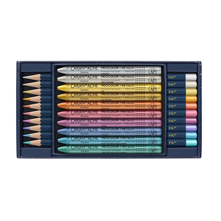 Crayons et Pastels métalliques 20 pcs Noël Cosmic - Caran d'Ache - Rougier et Plé