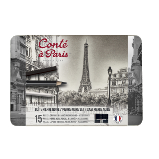 Crayons & Carrés Pierre noire Boîte de 15 pcs - Conté à Paris - Rougier et Plé