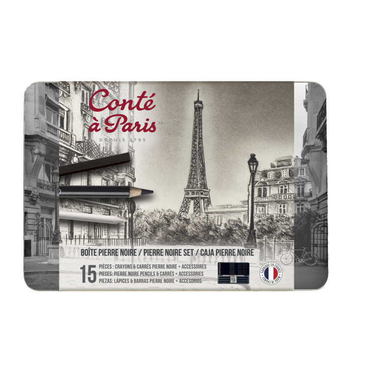 Crayons & Carrés Pierre noire Boîte de 15 pcs - Conté à Paris - Rougier et Plé