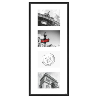 Cadre pêle-mêle 30 x 74 cm Gallery Junior 4 vues 18 x 13 cm Noir Mat - Nielsen - Rougier et Plé
