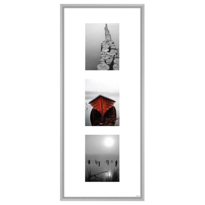 Cadre pêle-mêle 30 x 74 cm Gallery Junior 3 vues 13 x 18 cm Argent - Nielsen - Rougier et Plé