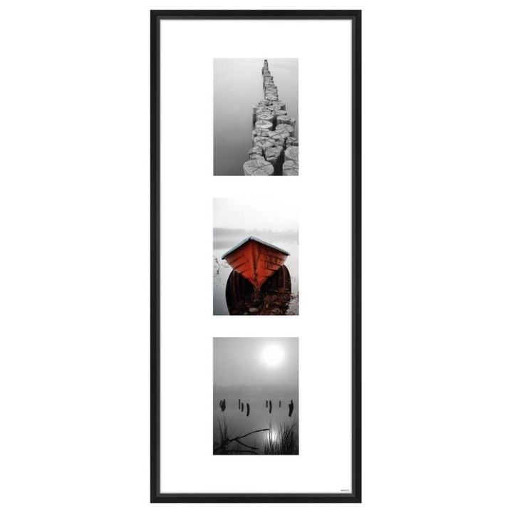 Cadre pêle-mêle 30 x 74 cm Gallery Junior 3 vues 13 x 18 cm Noir Mat - Nielsen - Rougier et Plé