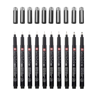 Set de feutres calibrés Pigma Micron + Étui - Black Edition - Sakura - Rougier et Plé