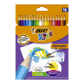Crayons de couleur Kids Aquacouleur 18 pcs - Bic - Rougier et Plé