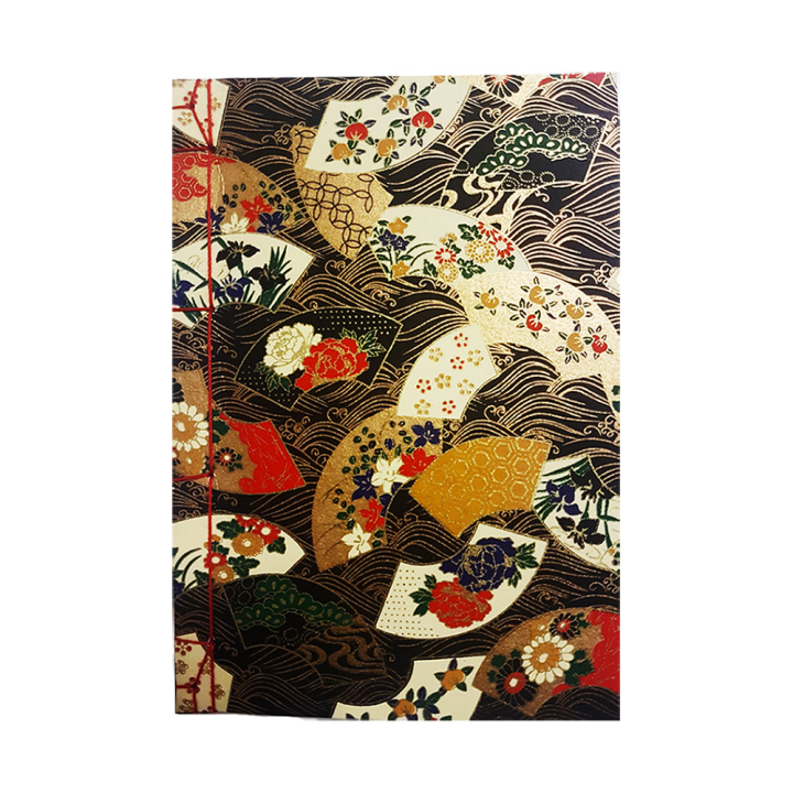 Carnet à reliure japonaise 12,8 x 18,2 cm Eventails noirs - Esprit Papier - Rougier et Plé