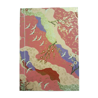 Carnet à reliure japonaise 12,8 x 18,2 cm Rose cerisiers - Esprit Papier - Rougier et Plé