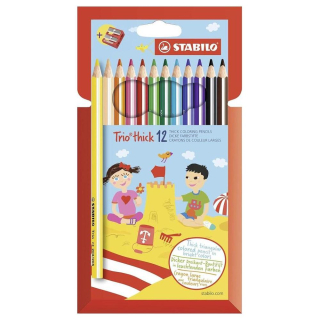 Crayon de couleur Trio thick 12 pcs + 1 Taille-crayon - STABILO - Rougier et Plé