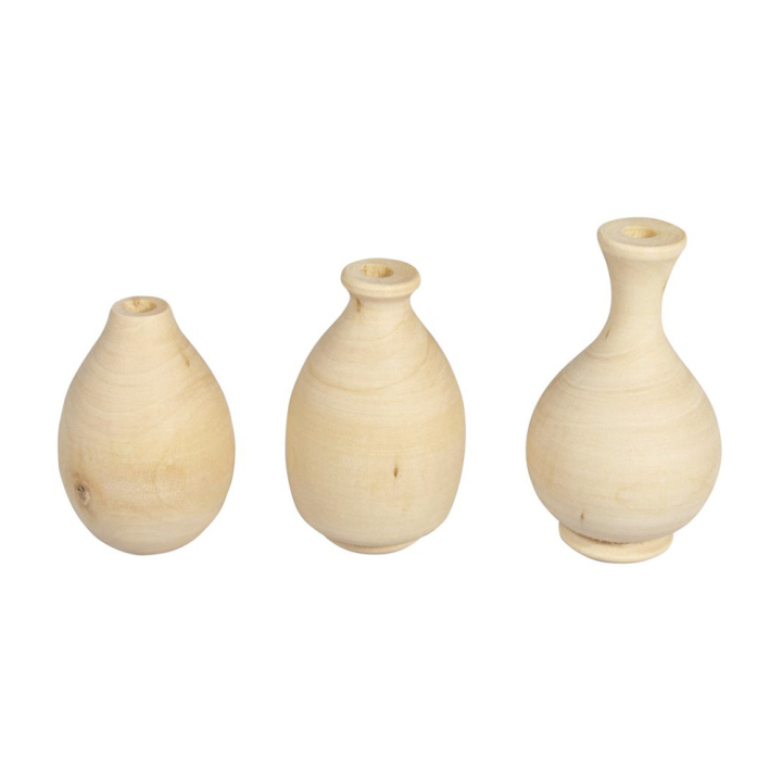 Mini vases en bois 3 pcs - Rayher - Rougier et Plé