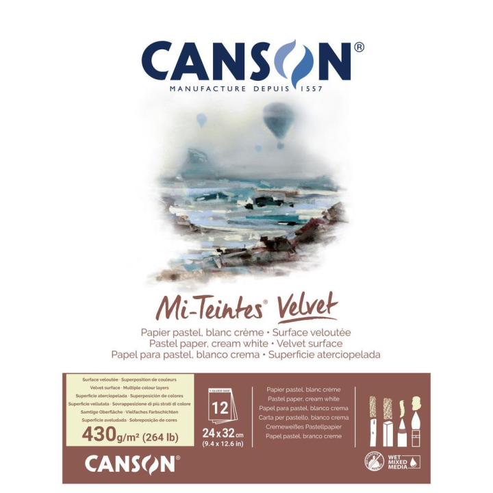 Bloc de papier Mi-Teintes Velvet 430 g/m² Blanc crème - Canson - Rougier et Plé