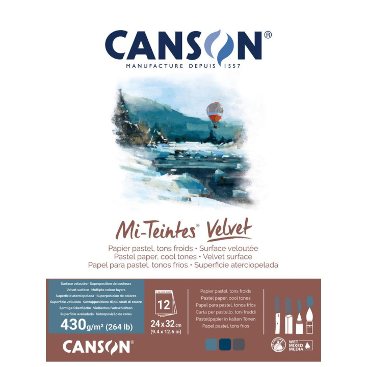 Bloc de papier Mi-Teintes Velvet 430 g/m² Tons froids - Canson - Rougier et Plé