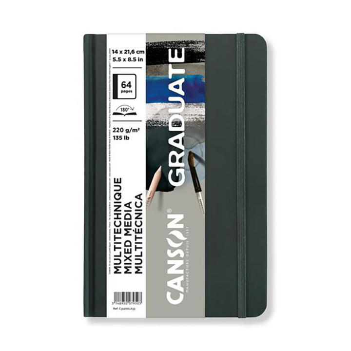 Carnet Graduate Mixed Media 200 g/m² 14 x 21,6 cm Gris - Canson - Rougier et Plé