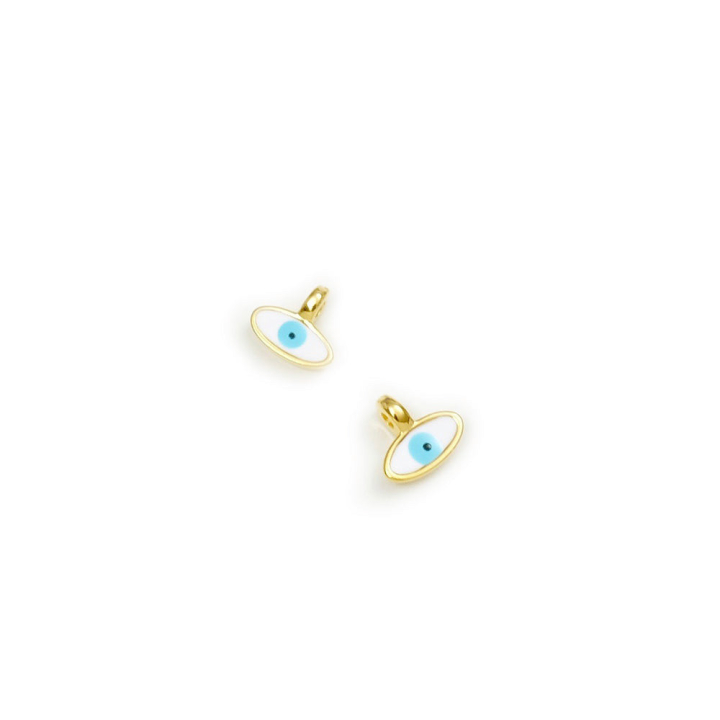 Pendentifs Œil émaillé 7 x 8 mm Zamak doré 2 pcs - Perles Corner - Rougier et Plé
