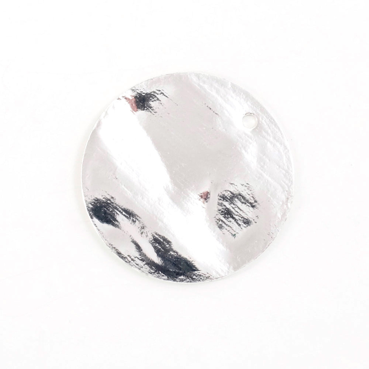 Pendentif Rond Martelé ø 25 mm Argenté 925 - Perles Corner - Rougier et Plé