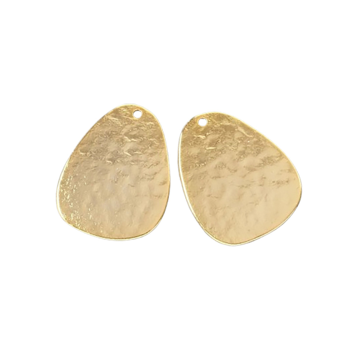 Pendentifs Galet 17 x 20 mm Texture Granite Doré à l'or fin 24K - 2 pcs - Perles Corner - Rougier et Plé