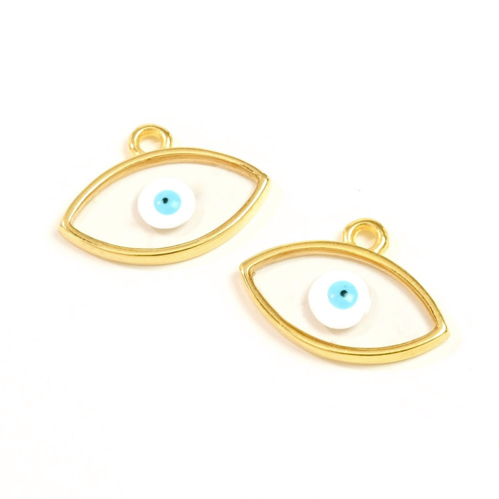 Pendentifs Œil émaillé 12 x 17 mm Zamak doré 2 pcs - Perles Corner - Rougier et Plé