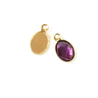 Pendentifs pour Cabochon 6 x 8 mm Doré à l'or fin 24K - 2 pcs - Perles Corner - Rougier et Plé