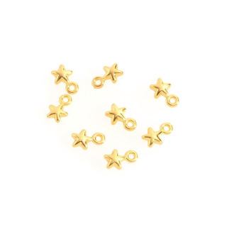 Pendentifs Étoile 4,3 x 7 mm Doré à l'or fin 24K 6 pcs - Perles Corner - Rougier et Plé