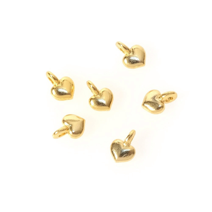 Pendentifs Petit Cœur 4,8 x 7 mm Doré à l'or fin 24K - 4 pcs - Perles Corner - Rougier et Plé