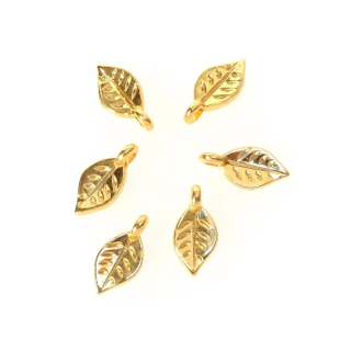 Pendentifs Feuilles 4,5 x 9,4 mm Doré à l'or fin 24K - 4 pcs - Perles Corner - Rougier et Plé