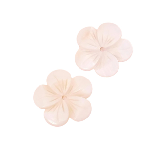 Pendentifs Fleurs 24 mm Nacre blanche 2 pcs - Perles Corner - Rougier et Plé