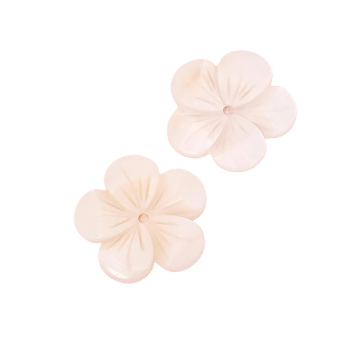 Pendentifs Fleurs 24 mm Nacre blanche 2 pcs - Perles Corner - Rougier et Plé