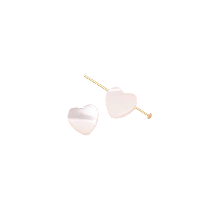 Perles Coeur 10 x 10 mm Nacre blanche 2 pcs - Perles Corner - Rougier et Plé