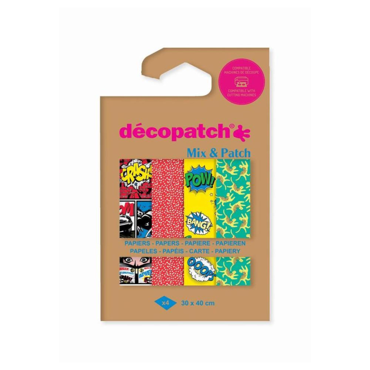 Papier Mix & Patch 30 x 40 cm 4 pcs Super Héros - Décopatch - Rougier et Plé