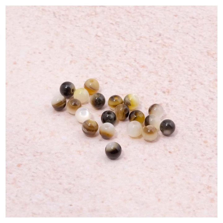 Perles en Nacre naturelle 3,5 mm Blanc et marron 20 pcs - Perles Corner - Rougier et Plé