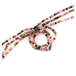 Perles en Pierre naturelle Donuts 3 mm Tourmaline 20 pcs - Perles Corner - Rougier et Plé