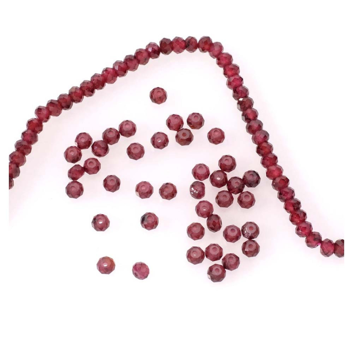 Perles en Pierre naturelle Facettées 2 x 4 mm Grenat 10 pcs - Perles Corner - Rougier et Plé