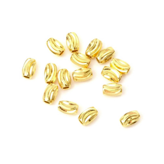 Perles Ovales Striées 6 x 4 mm Doré à l'or fin 24K 6 pcs - Perles Corner - Rougier et Plé