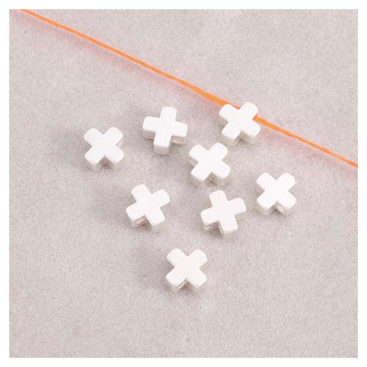 Perles Petit croix « + » 6 mm Argent 925 - 2 pcs - Perles Corner - Rougier et Plé