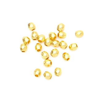 Perles Rondes Facettées 4 x 3,5 mm Doré à l'or fin 24K 8 pcs - Perles Corner - Rougier et Plé