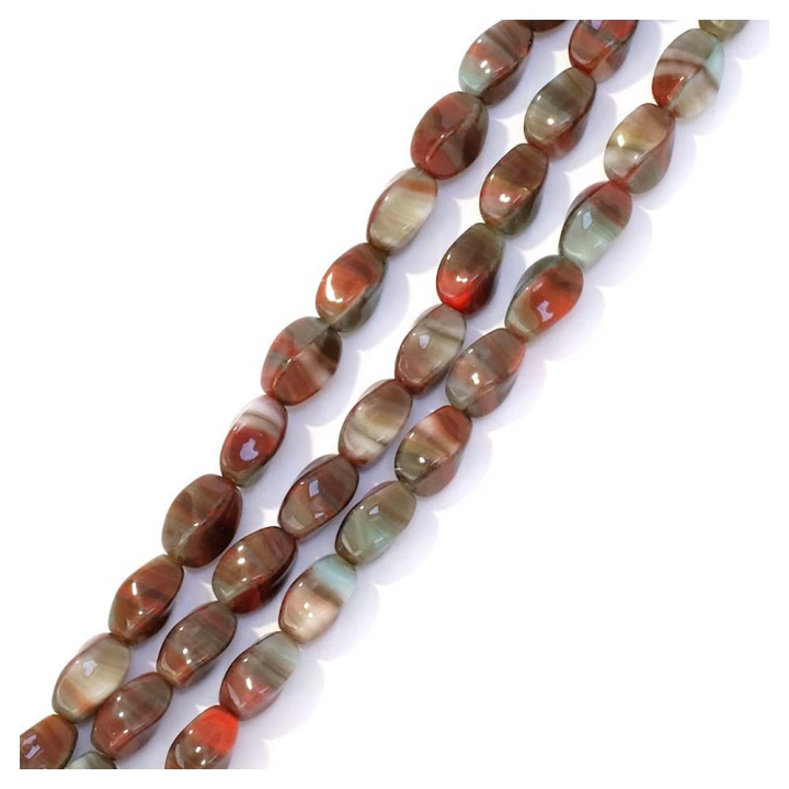 Perles de Bohème Ovales Twistées 9 x 6 mm sur Fil 12 cm - Perles Corner - Rougier et Plé